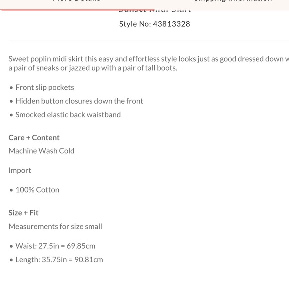 ❗️SOLD❗️FP Sunset Midi Skirt NWOT - Picture 2 of 2